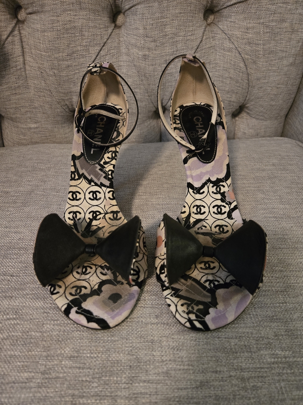 Chanel heel sandals logo ballerina vuitton hermes